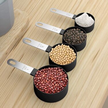 Набір мірних ложок та мірний стакан з нержавіючої сталі, 8 шт. - для рідин та твердих інгредієнтів, випічки, кулінарії