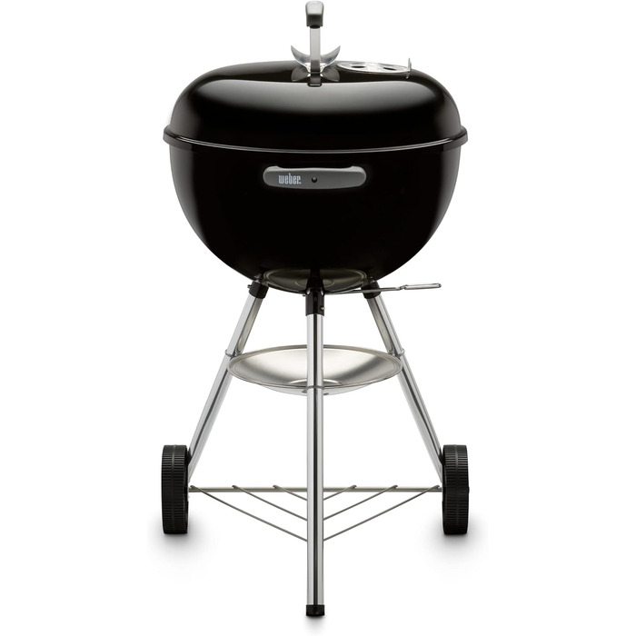 Вугільний гриль Weber Classic Kettle 47 см, порцелянове емалювання, з термометром і колесами, чорний