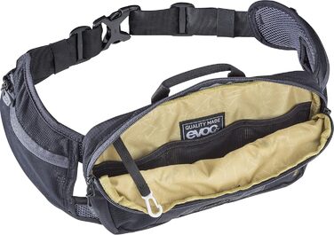 Поясна сумка EVOC HIP Pouch 1 л чорна для велосипедистів, з системою AIR PAD, двома кишенями на поясі і додатковими відділеннями, для велотурів та трейлів