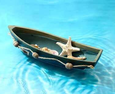 Konjouror Wooden Tray for Boats, 2 Pack, Blue, Boat Model Decoration, Nautical Beach, Ocean Decor