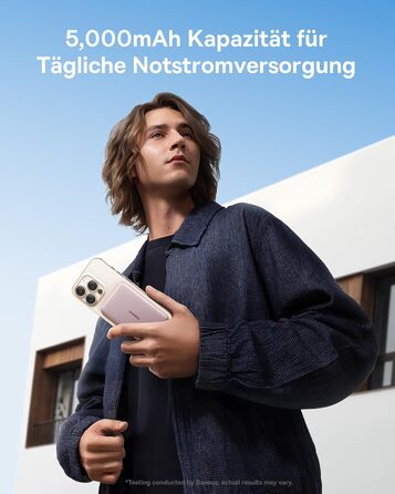 Power Bank Baseus Picogo AM41: Тонкий Magsafe Пауербанк, PD 20W, 5000mAh, Рожевий, з USB-C кабелем для iPhone 17/16/15/14/13/12