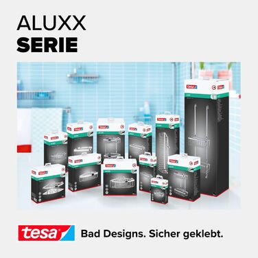 tesa ALUXX Shower Basket, Aluminum, Chrome-plated, guaranteed rust-free, including adhesive solution, deep base, 125 mm x 250 mm x 92 mm