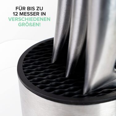 Coninx Stainless Steel Knife Block without Knives - Modern round knife block with flexible lamellae - Universal knife holder - Stylish unstocked knife block - Simplifies knife storage