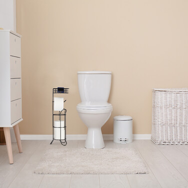 Relaxdays Black Standing Toilet Paper Holder
