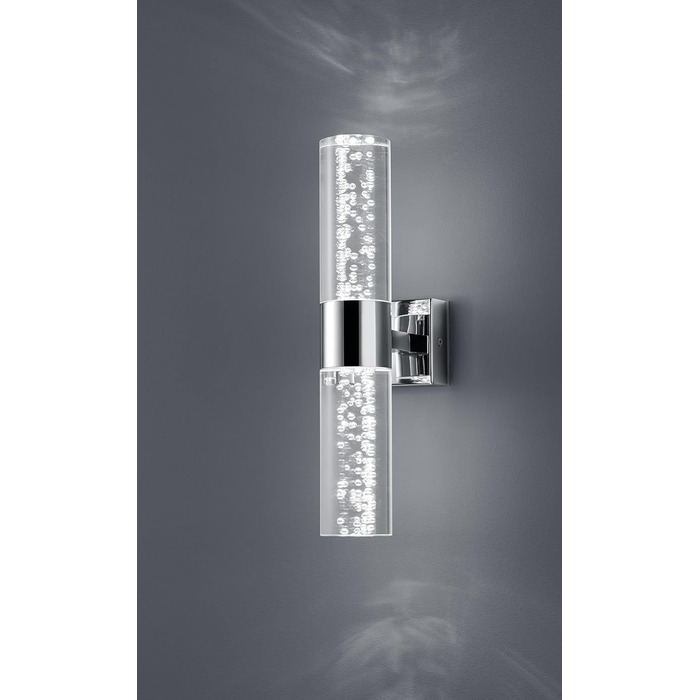 Trio Leuchten LED Bathroom Wall Light Bolsa 282410106, Chrome, Clear Acrylic with Bubbles, 3.2 Watt (2-Light Wall Light)
