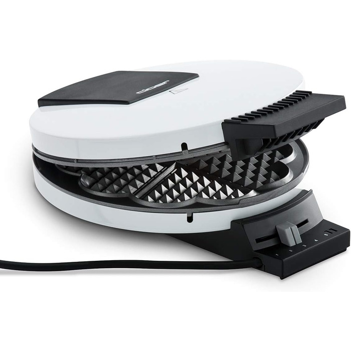 Вафельниця Cloer 1200 Вт для класичних вафель XXL, 19,5 см, сталева, біла, без сигналу