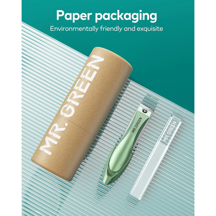 Професійний набір для манікюру MR.GREEN: кусачки для нігтів з пилкою, для чоловіків, жінок, дітей та літніх людей, зелений колір, подарункова упаковка
