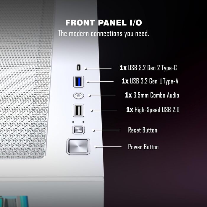 Корпус ПК ATX ANSAITE H-D9 (Білий) з 7 вентиляторами ARGB, підтримка радіатора 360 мм, скляна панель, USB Type-C