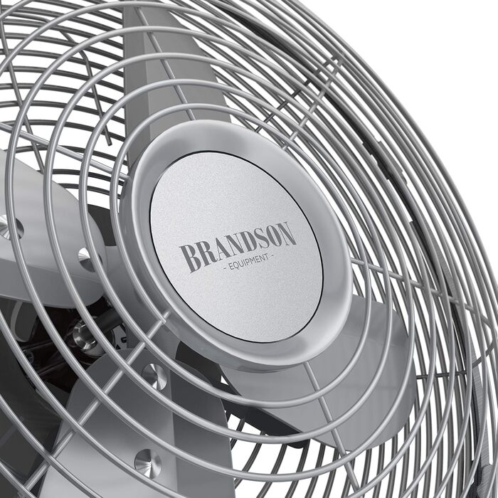 Настільний вентилятор Brandson з мідним дизайном: 3 швидкості, осциляція 80°, кут нахилу 40°, металевий корпус (сріблястий матовий)