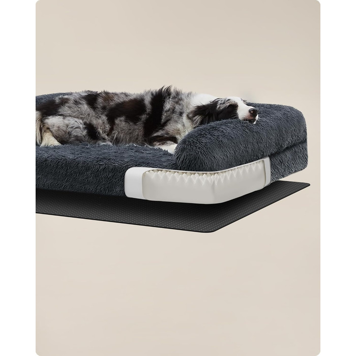 Feandrea FluffyHug Dog Bed, Dog Cushion Size XL, Dog Mat for Medium and Large Dogs, Dog Sofa with Ruffle Foam, Removable and Washable Cover, 106 x 80 x 23 cm, Ombré Grey PGW233G01 (XL (106 x 80 x 23 cm), dark grey)