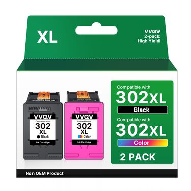 Комплект картриджів VVQV 302XL для принтерів HP (чорний та кольоровий) — заміна HP 302XL для Envy 4520-4525, Officejet 3830-3833, Deskjet 3630-3638, 1110