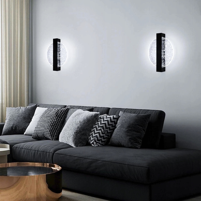 Сучасний настінний LED-бра чорно-золоте для спальні, 12Вт, 3000К