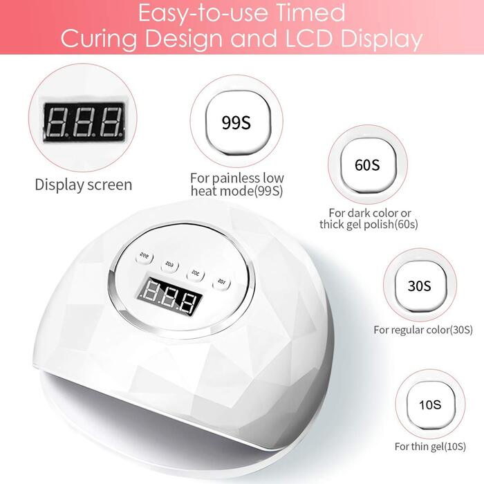 Лампа для сушіння нігтів Janolia 86W UV LED з сенсором та LCD дисплеєм для гель-лаку, професійна, з таймером, для нігтів рук та ніг