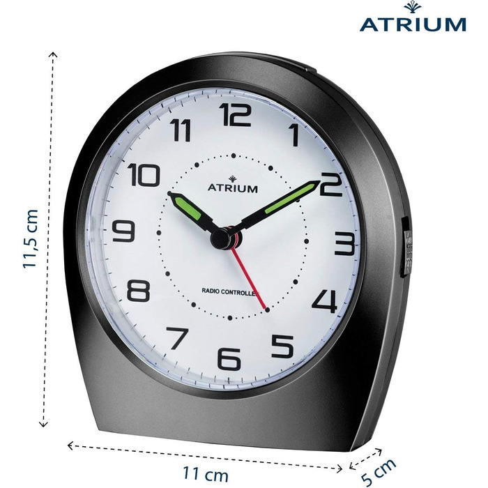 Atrium Silent Analog Clock Quartz No Ticking Classic Design Matte Black A620-7