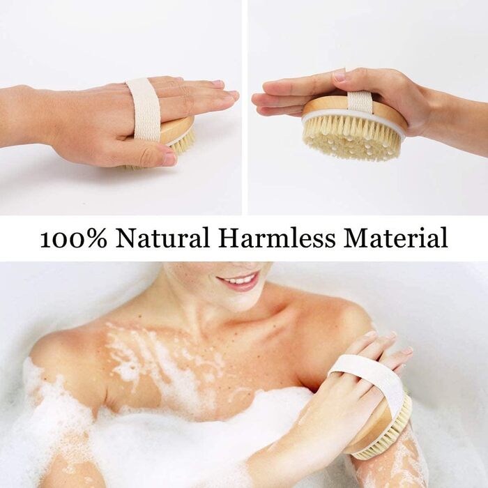 Щітка для пілінгу Uervoton, суха щітка з натуральної щетини Tampico, для проблемної шкіри, целюліту та набряків, покращує кровообіг завдяки пілінгу (з сумкою для зберігання) 1 шт. з сумкою