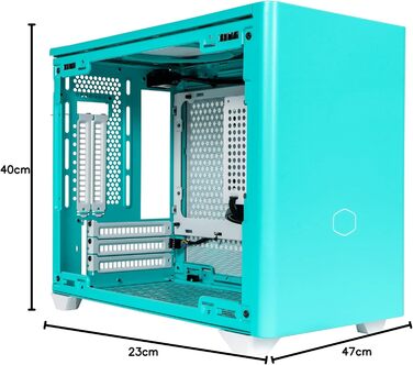 Корпус Mini-ITX Cooler Master MasterBox NR200P Caribbean Blue з загартованим склом, вертикальним кріпленням GPU та покращеною вентиляцією