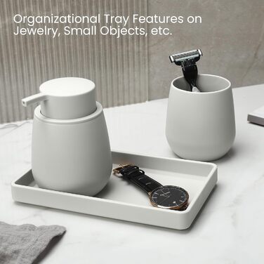 Сучасний набір для ванної кімнати AJEUNGAIN сірого кольору: мильниця, стакан для зубної пасти, піднос. Організатор для ванної кімнати (сірий). 3 шт.