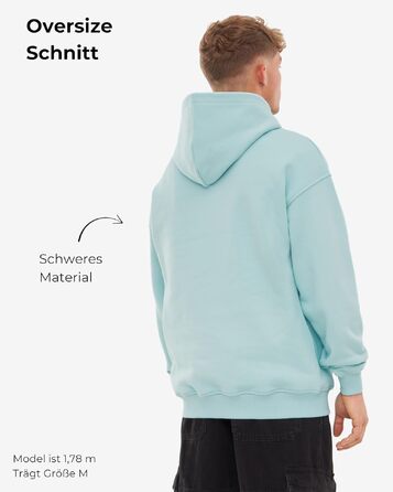 Унісекс худі Johnny Urban Cody Oversize — базовий світшот з капюшоном із цупкої тканини, однотонний, льодяно-блакитний