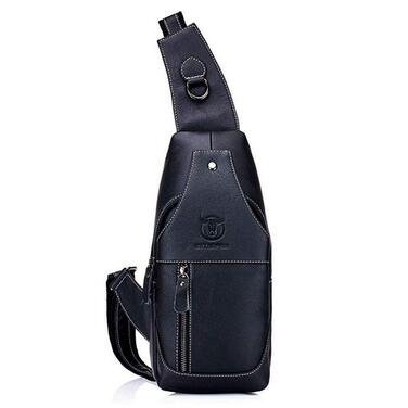 Чорна спортивна сумка через плече/на груди з нейлону для чоловіків та жінок. Ідеально підходить для подорожей, школи, роботи, велоспорту, кемпінгу та активного відпочинку.