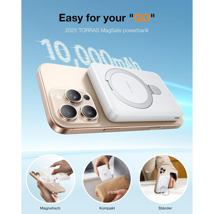 TORRAS Power Bank 5000mAh з MagSafe, 22.5W PD, USB-C, для iPhone 17 Pro Max та інших моделей