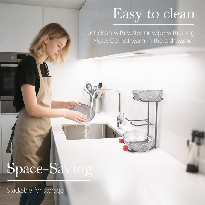 Пластикова підставка для фруктів Asaiy – 3 яруси, овальна корзина з металевим каркасом, сірого кольору. Організатор для фруктів, овочів, снеків та солодощів.