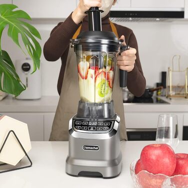 AMZCHEF 2-in-1 Mixer High-Performance Blender with 1850ml and 600ml Containers for Two Mixing Modes | Stand Mixer 2000 Watt with Tamper and 6 Professional Blades 22000 RPM - Matte Gray 2000W Matte Gray