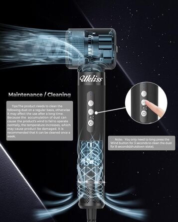 UKLISS Air Styler 7 в 1: Фен-щітка з 7 насадками для сушіння, локонів та об'єму. Іонізація, чорний