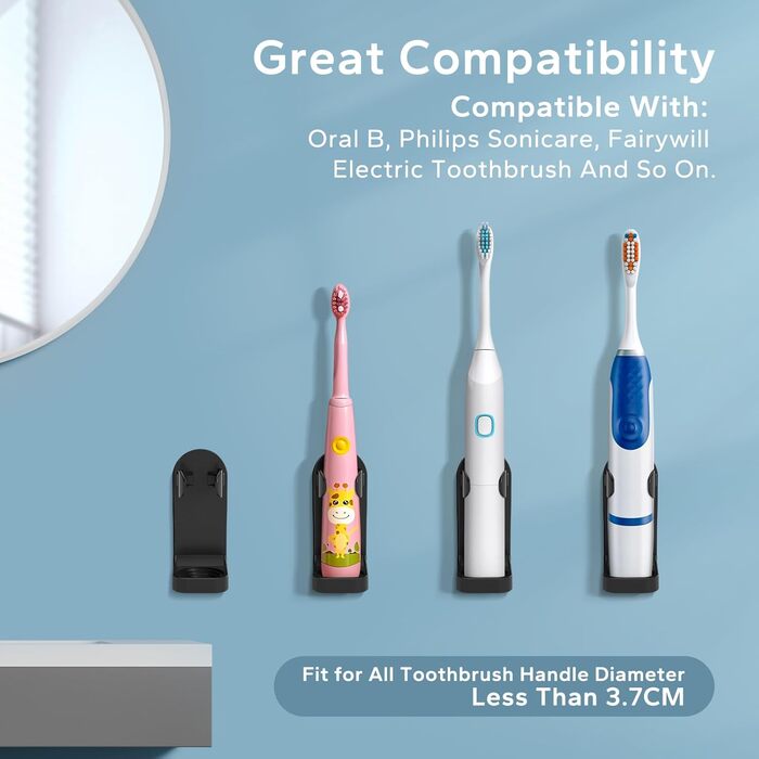 Тримач для електричної зубної щітки Hommand (4 шт.) настінний, чорний