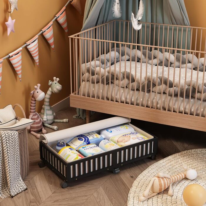 Контейнери для зберігання під ліжком з бамбука, 2 шт., великі, для одягу, ковдр, взуття, органайзери для спальні, дитячої кімнати, чорні (33.07'×16.54')