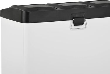 Відро для сміття SVITA TC3X20 з педаллю, 3x20л, нержавіюча сталь, система роздільного збору, 3 відділення, біле, 60 літрів, для кухні
