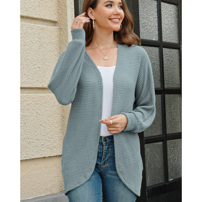 Жіноча в'язана жилетка на осінь Cardigan з V-подібним вирізом, стильна та елегантна (Сіро-блакитний, M)