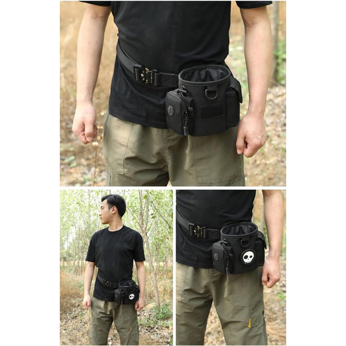 Сумка-мішечок на шнурку для дресирування собак, для полювання, Airsoft, як тренувальна сумка для цуценят, ласощів, іграшок для тварин (чорна)