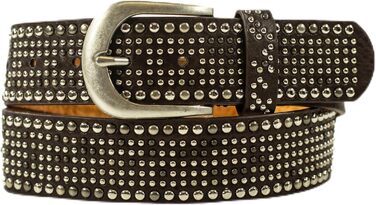 Жіночий ремінь Damengürtel з заклепками та стразами, синтетичний, вінтажний стиль, ширина 3.8 см, довжина 110 см