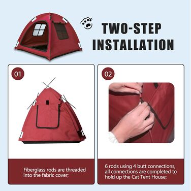 Кіт-будка переносна для дому та вулиці, без дверцят, червона. Ідеально для котів, цуценят та дрібних тварин.