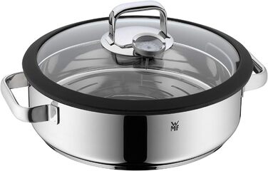 Пароварка WMF Vitalis Aroma, 28 см, з нержавіючої сталі Cromargan, 5 л, з термометром та кришкою зі склом, для плити та духовки