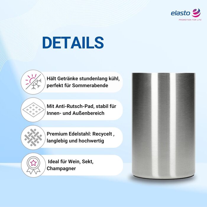 Набір з 2 шт. охолоджувачів для пляшок 'Chill' - сталеві, двостінні, для вина, шампанського, пива - подарунок для поціновувачів вина