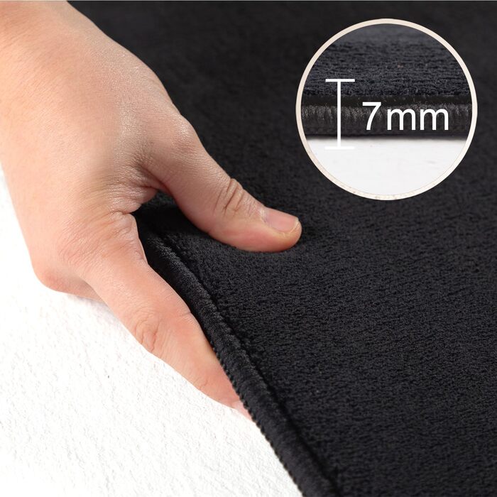 Килим для вітальні HomebyHome 140x200 см, чорний, з коротким ворсом, миючий, сучасний дизайн. Килим з коротким ворсом для кухні, спальні, 140 x 200 см (прямокутний), чорний