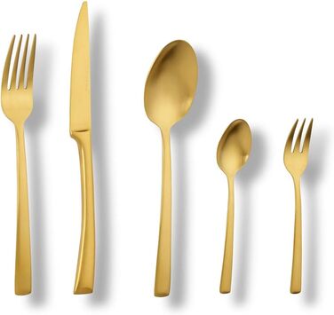 ECHTWERK Avelino Flatware Set, Gold Edition, 20-piece, Dinnerware for up to 4 people, 18/10 Stainless Steel, Matte Finish, High-Quality Cutlery Set, for Dining Table, Table Decoration for Weddings & Festive Occasions