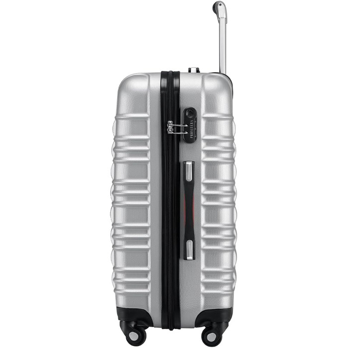 Набір валіз ABS S-M-L-XL з телескопічною ручкою та кодовим замком, срібний