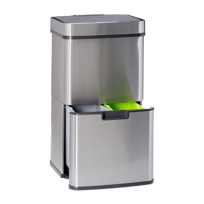 Relaxdays 3-Compartment Waste Sorting System with Sensor