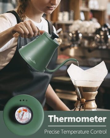 Чайник для приготування кави та чаю Harriet Schwanenhals Pour Over, нержавіюча сталь, з термометром, 1048.9 г