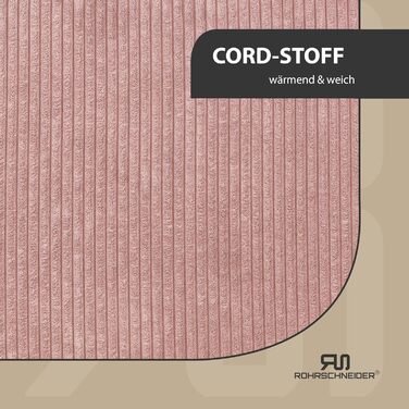 Rohrschneider Washable Dog Bed for Small and Medium-Sized Dogs with Dog Cushion Cord (approx. 70x50 cm) incl. Poop Bags (Powder Pink, Cord Fabric Wide)
