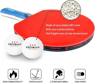 100PCS 3-Star Table Tennis Balls - Professional ABS Resin Ping Pong Balls for Training, Clubs, Adults & Kids