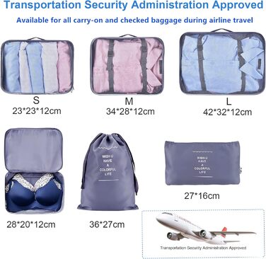 Органайзер для валізи AiQInu, набір 7 шт: кубики для пакування, органайзери для подорожей, сумки для одягу та взуття (Сірий, 6 шт, Single)