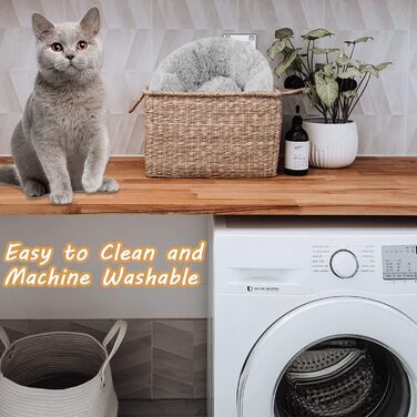 Кругле ліжко для котів та собак, 60 см, м'яке, плюшеве, миється, сірий колір