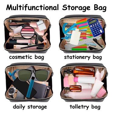 Косметичка для подорожей, велика, водонепроникна, з екошкіри - для макіяжу та косметики