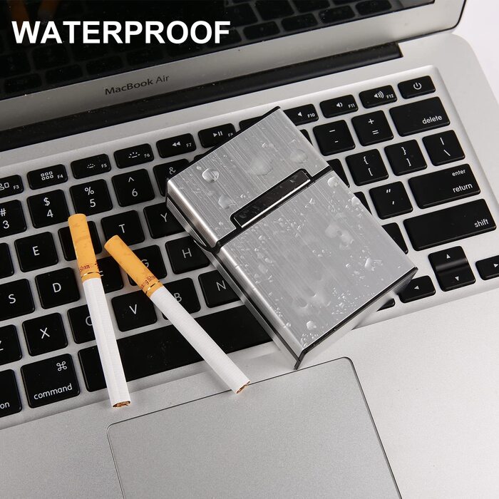 Металеве тютюноприладдя для 20 сигарет, рожеве золото, сірий, шампань, з магнітним замком