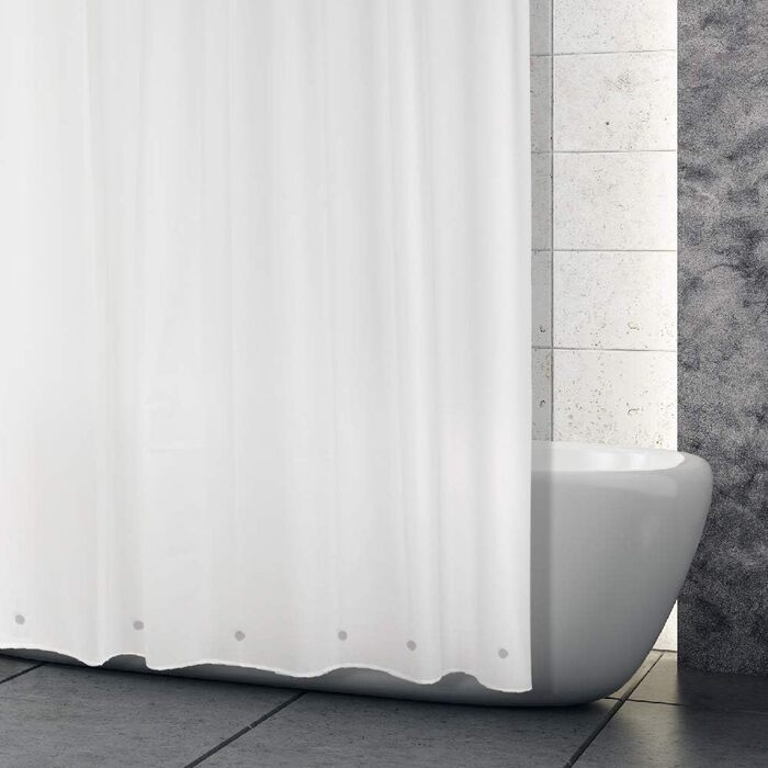 Шторка для душу ANSIO 180x180 см, біла, антигрибкова, з кільцями, 2 шт.
