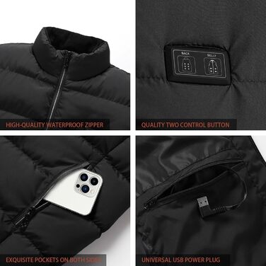 Електрична гріюча жилетка Avarmora для чоловіків та жінок, 13 зон нагріву, 3 температурні режими, флісова жилетка для активного відпочинку, катання на лижах, мотоциклі, риболовлі, чорний колір