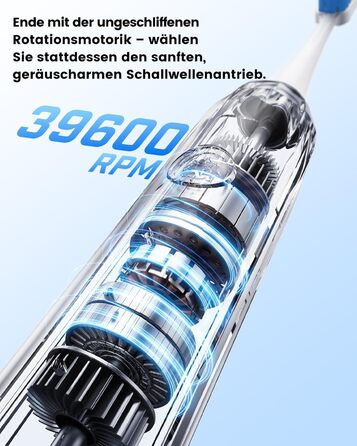Електрична зубна щітка зі звуковою технологією, 5 режимів, таймер 30s, відбілює зуби за 2 тижні, 8 змінних насадок, IPX7, блакитна